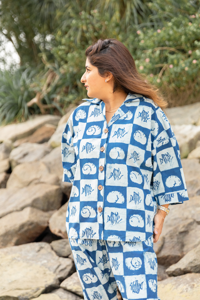 The Ocean Dabu Print Poplin Shirt