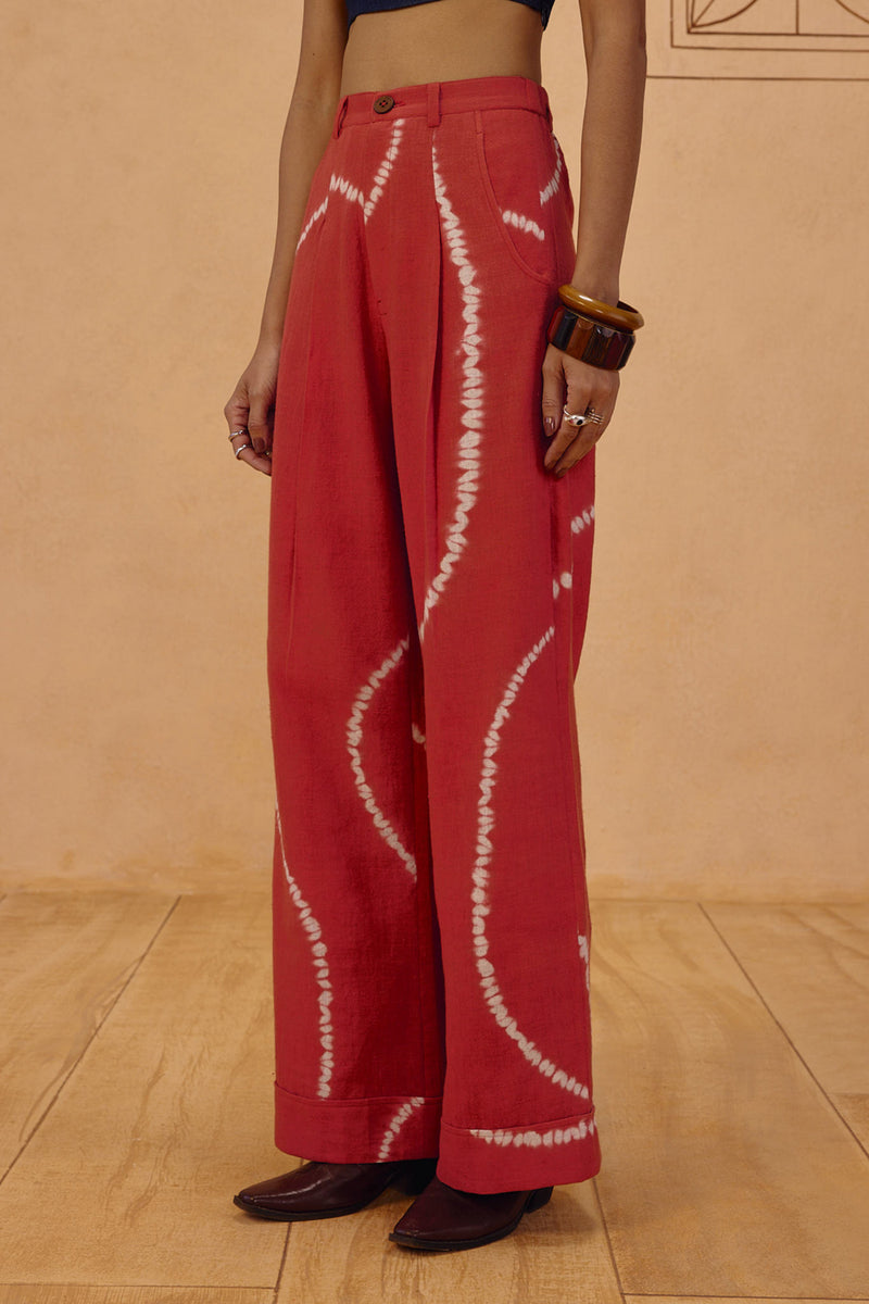 The Path Handspun Handwoven Trousers organic cotton pant/trouser by SUI in orange for women Worldwide