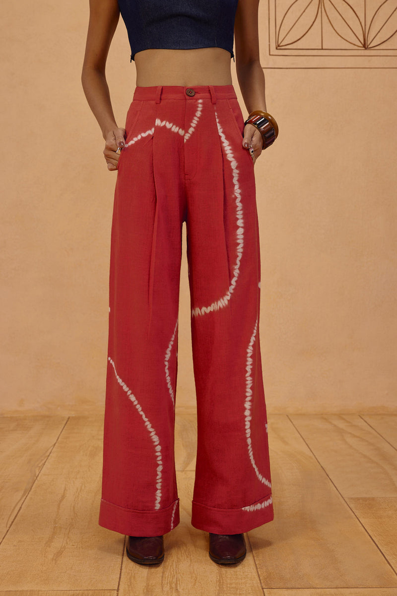 The Path Handspun Handwoven Trousers organic cotton pant/trouser by SUI in orange for women Worldwide