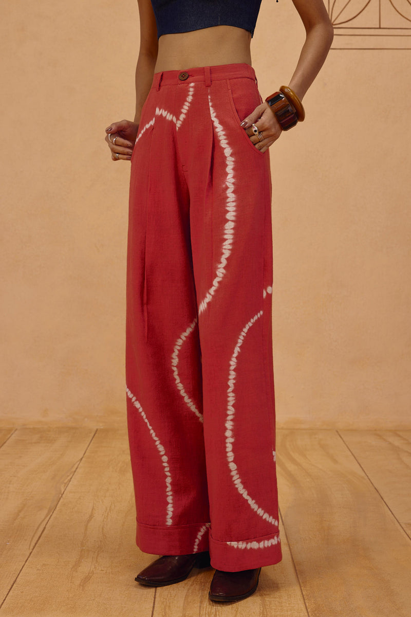 The Path Handspun Handwoven Trousers organic cotton pant/trouser by SUI in orange for women Worldwide