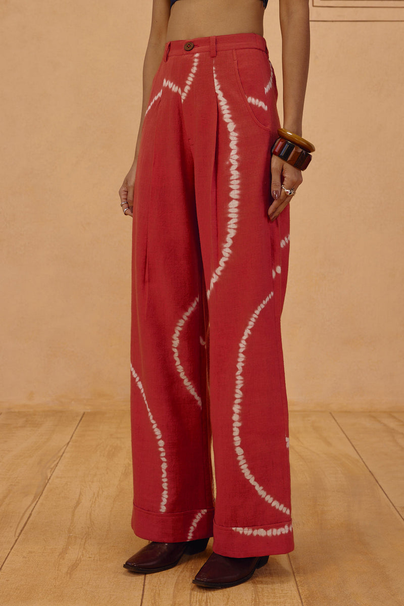 The Path Handspun Handwoven Trousers organic cotton pant/trouser by SUI in orange for women Worldwide