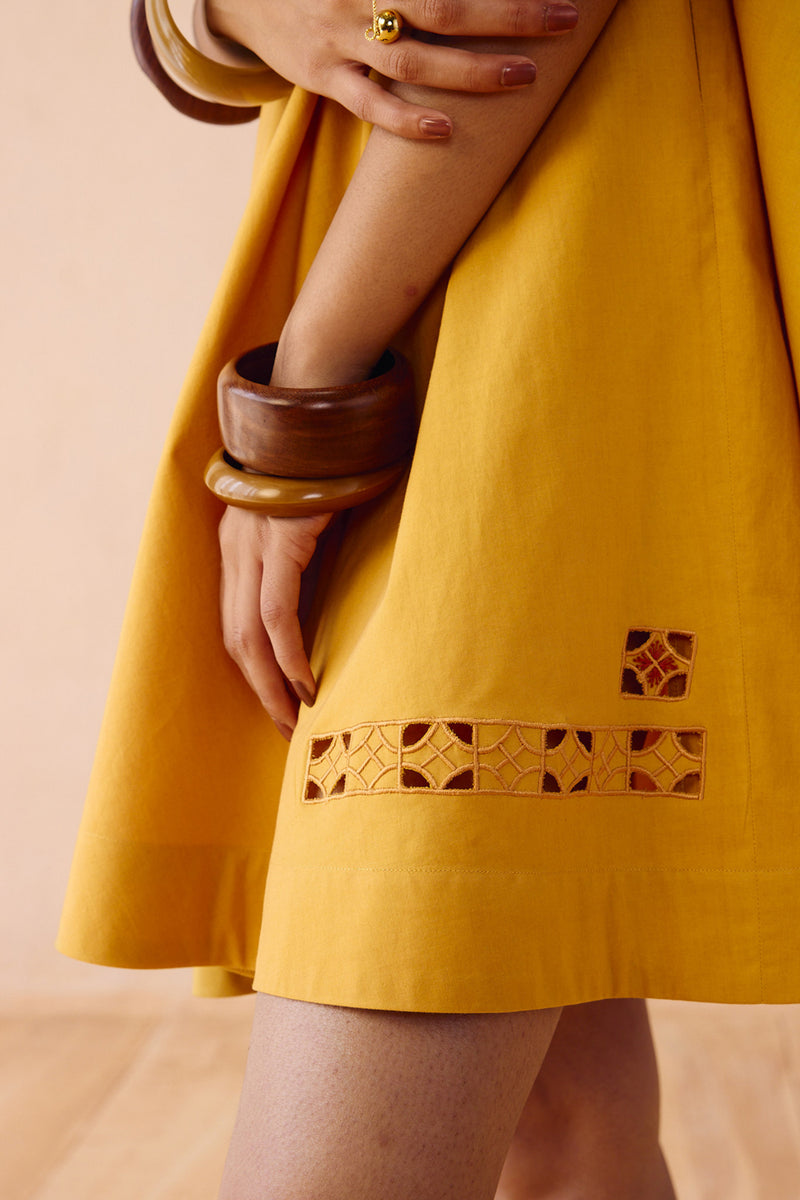 The Radiant Organic Cotton Dress poplin dress by SUI in mustard for women Worldwide