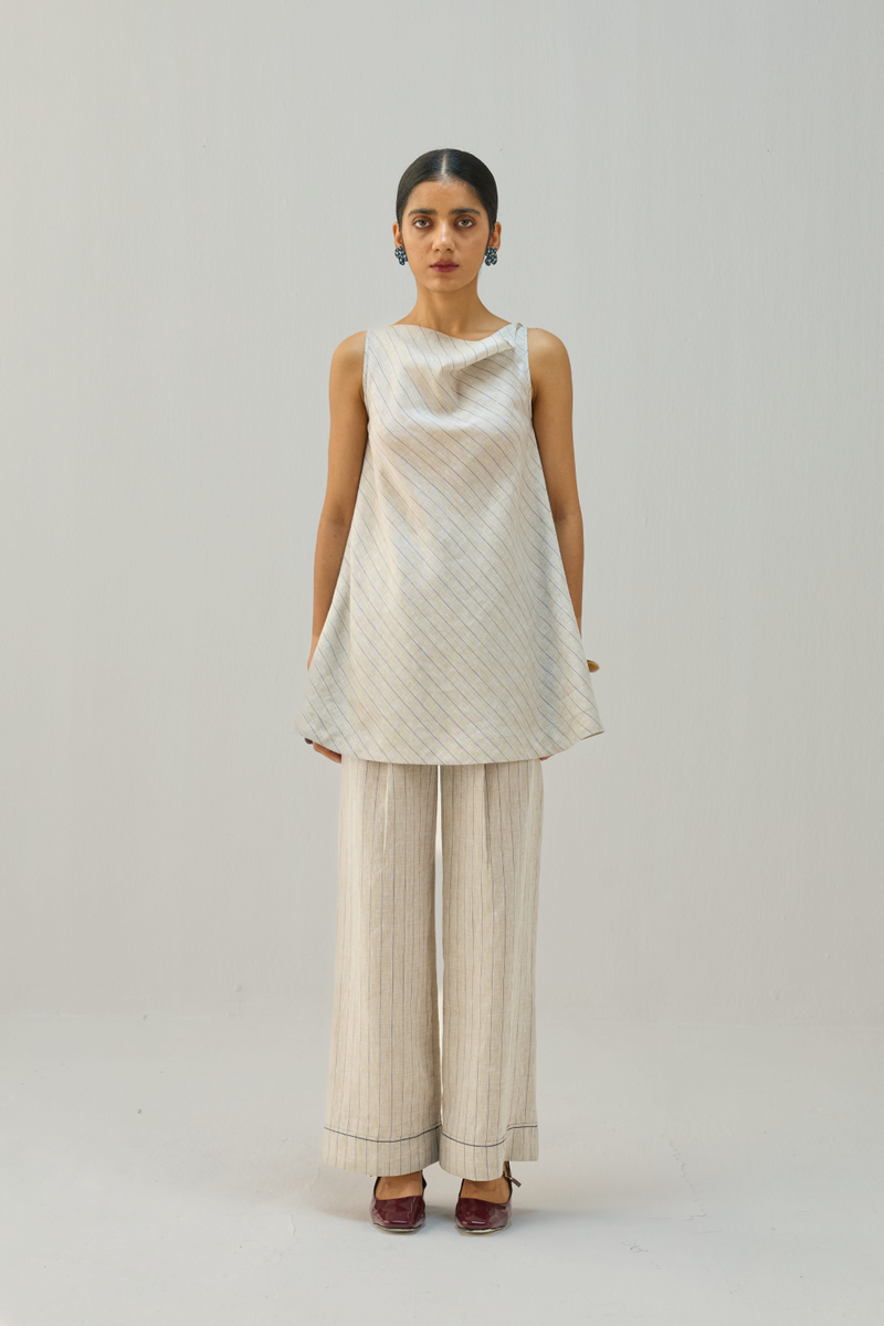 The Ripple Linen Top all linen by Sui in beige color for women Worldwide