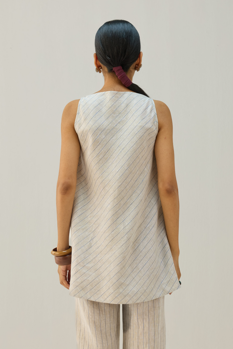 The Ripple Linen Top all linen by Sui in beige color for women Worldwide