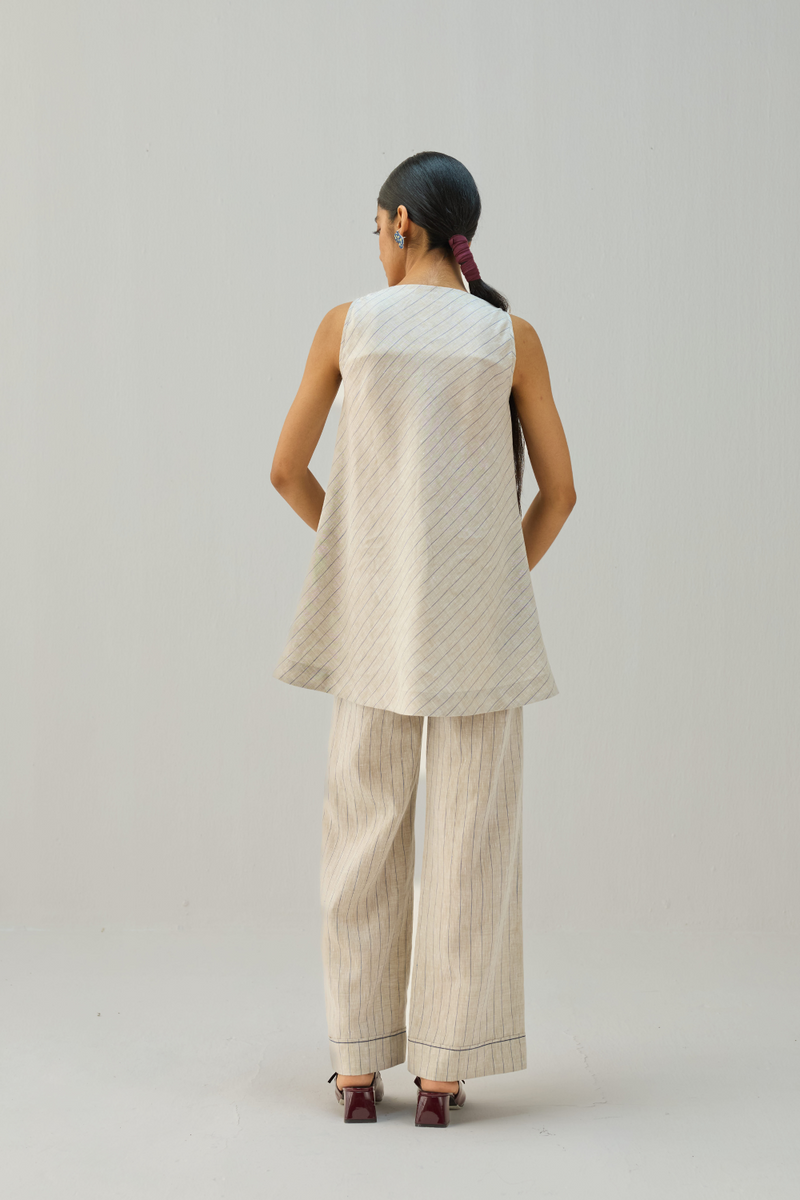 The Ripple Linen Top all linen by Sui in beige color for women Worldwide