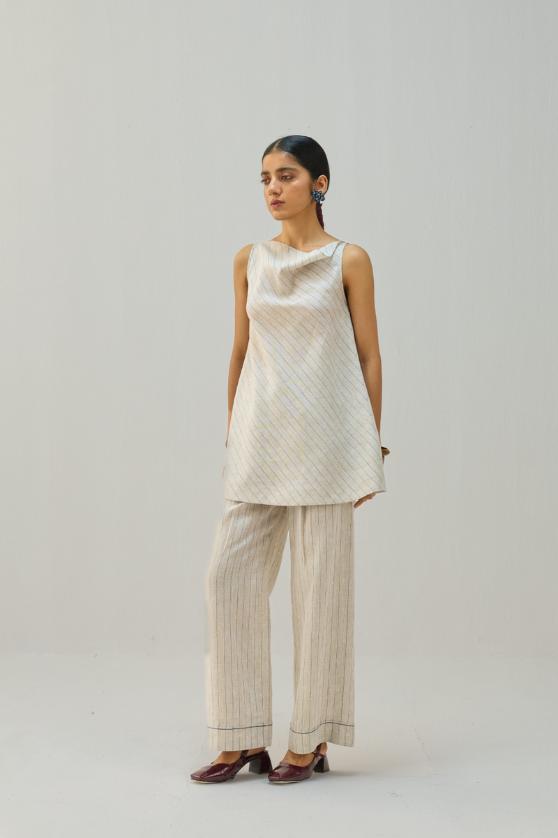 The Ripple Linen Top all linen by Sui in beige color for women Worldwide