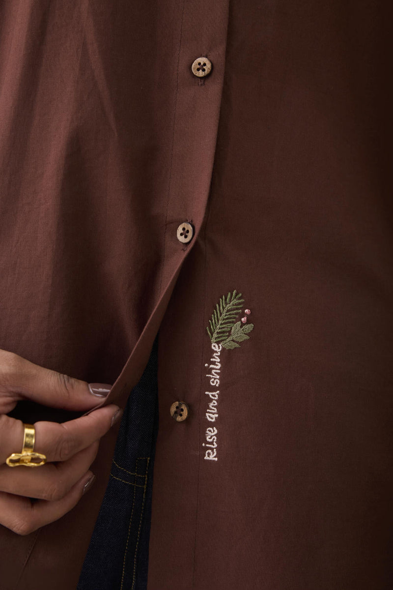 The Rise Organic Cotton Shirt poplin by SUI in brown color for women Worldwide