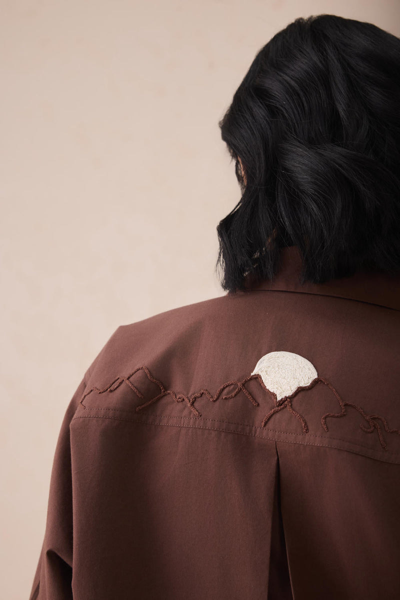 The Rise Organic Cotton Shirt poplin by SUI in brown color for women Worldwide