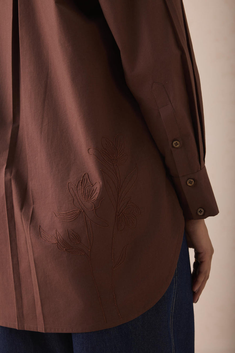 The Rise Organic Cotton Shirt poplin by SUI in brown color for women Worldwide