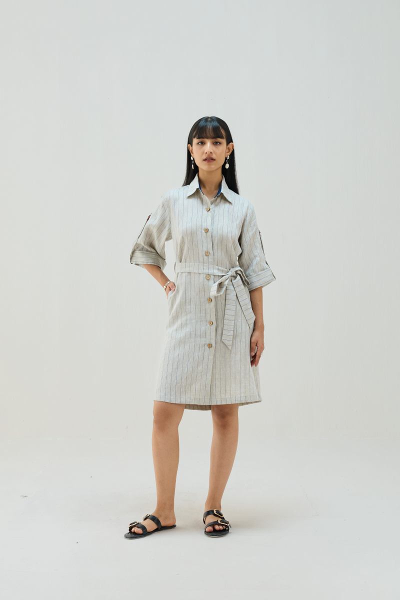 The Sail Linen Shirt Dress all linen by Sui in beige color for women Worldwide