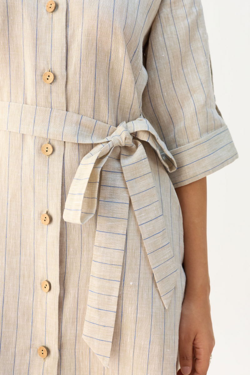 The Sail Linen Shirt Dress all linen by Sui in beige color for women Worldwide