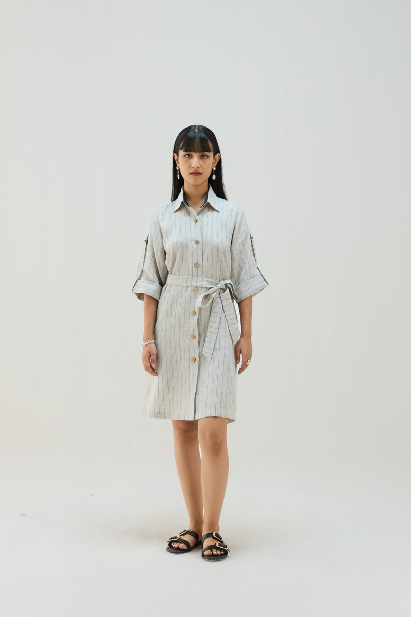 The Sail Linen Shirt Dress all linen by Sui in beige color for women Worldwide
