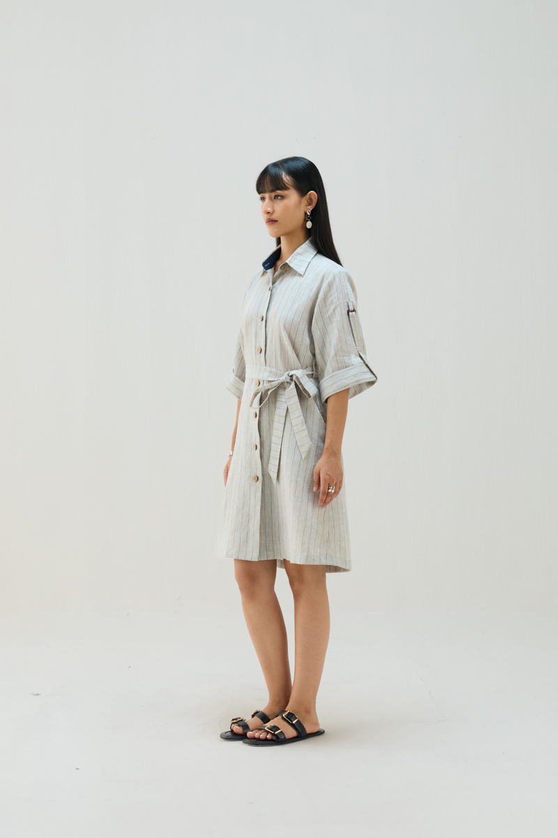 The Sail Linen Shirt Dress all linen by Sui in beige color for women Worldwide