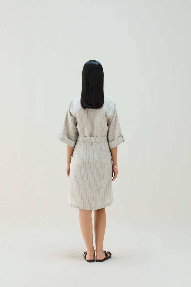 The Sail Linen Shirt Dress all linen by Sui in beige color for women Worldwide