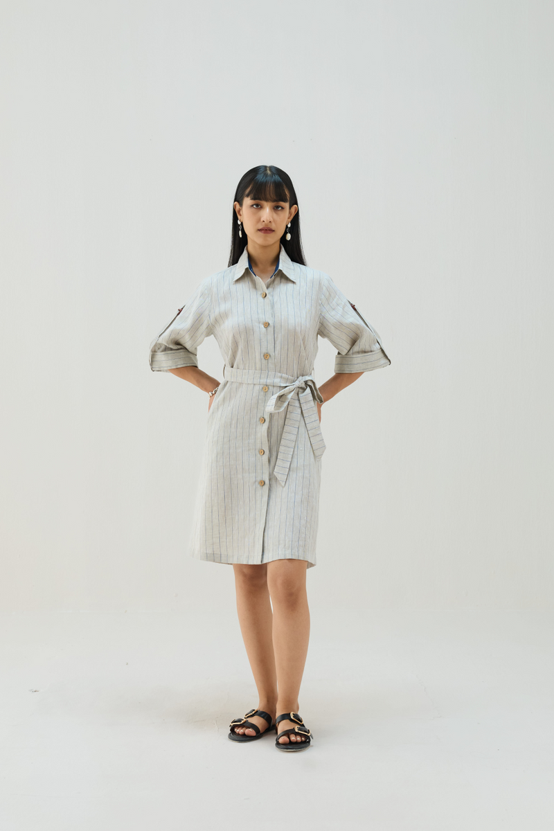 The Sail Linen Shirt Dress all linen by Sui in beige color for women Worldwide