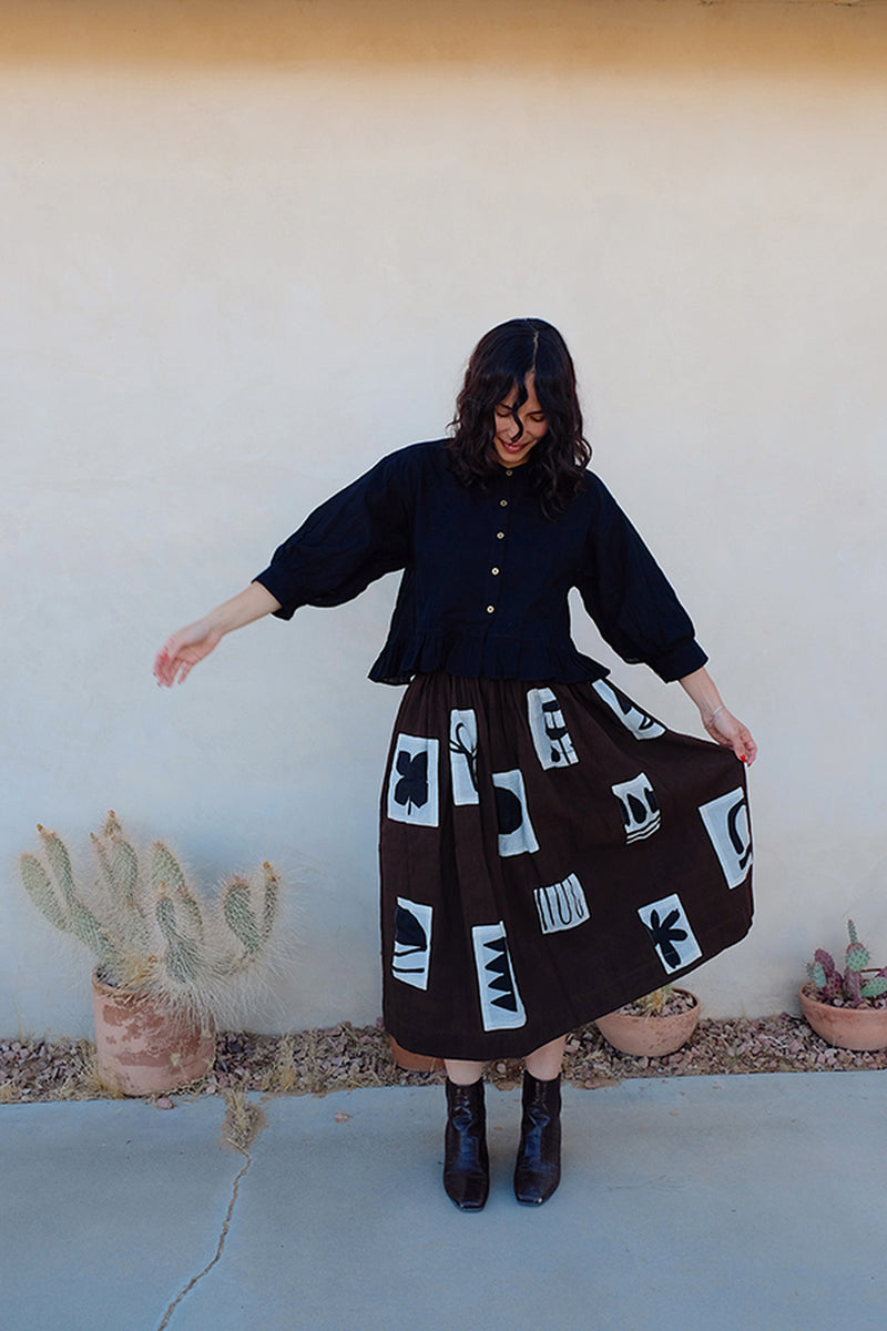 The Scarlet Frill Top-Black fine muslin top/shirt by World of Crow in black for women Worldwide