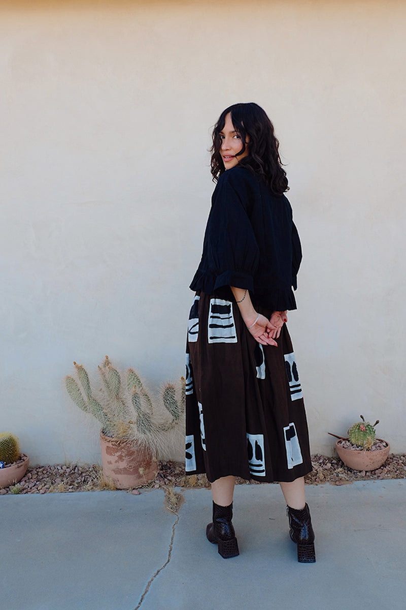 The Scarlet Frill Top-Black fine muslin top/shirt by World of Crow in black for women Worldwide