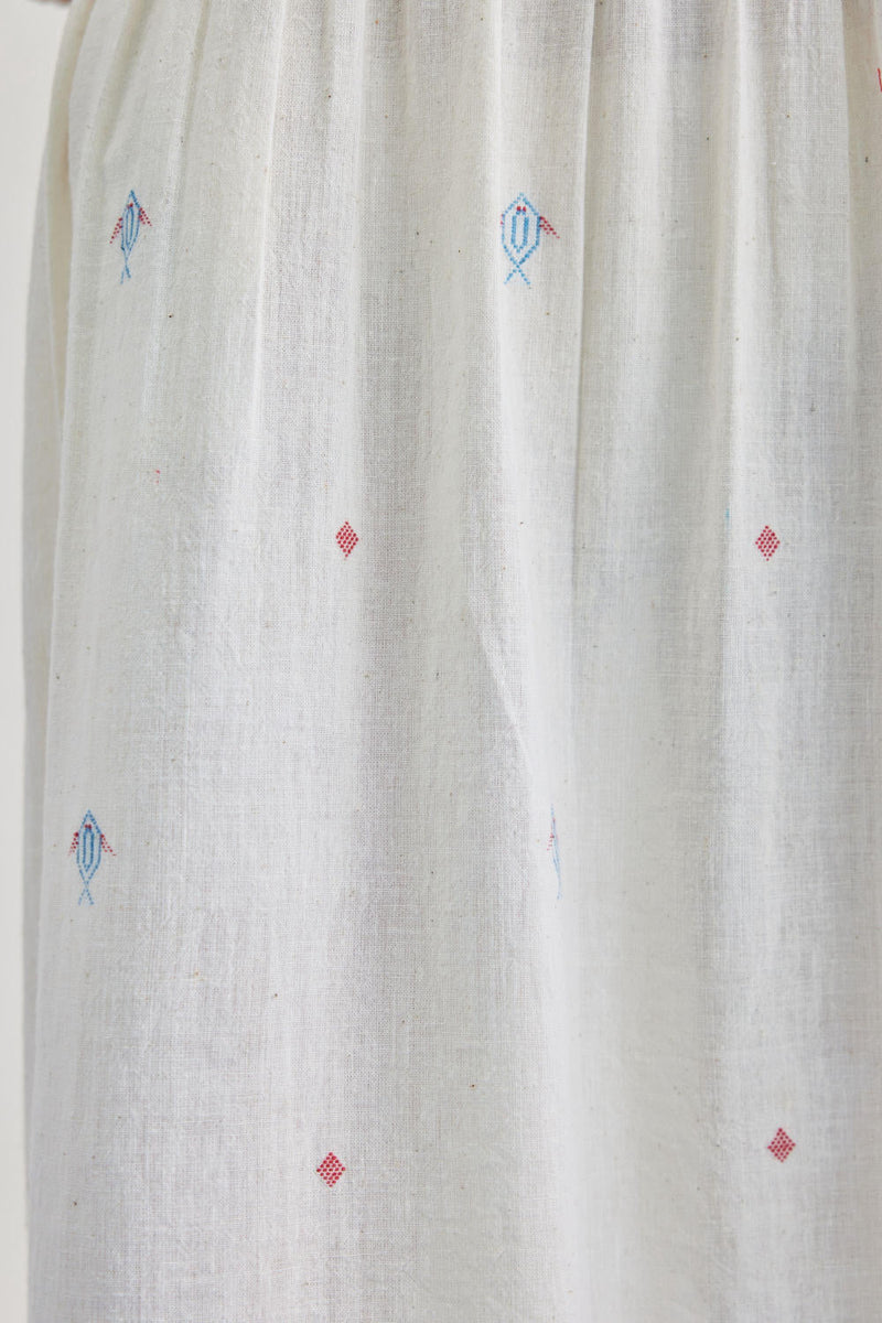 The Shoal Handwoven Kala Cotton Maxi Dress cotton by SUI in white color for women Worldwide