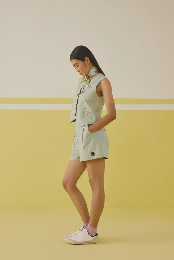 The Summer Organic Cotton Waistcoat poplin by SUI in mint color for women Worldwide