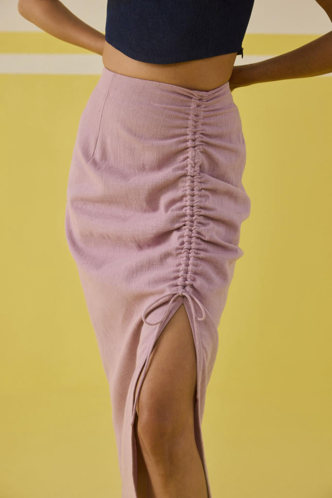 The Sweet Sunshine Handwoven Organic Cotton Skirt cotton by SUI in pink color for women Worldwide