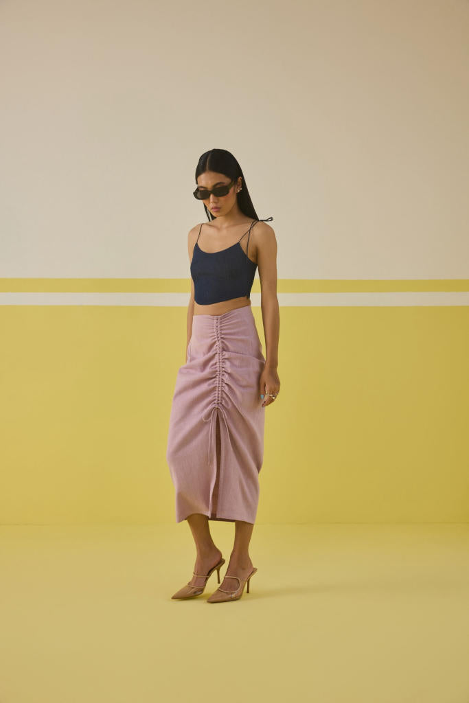 The Sweet Sunshine Handwoven Organic Cotton Skirt cotton by SUI in pink color for women Worldwide