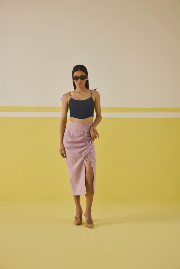 The Sweet Sunshine Handwoven Organic Cotton Skirt cotton by SUI in pink color for women Worldwide