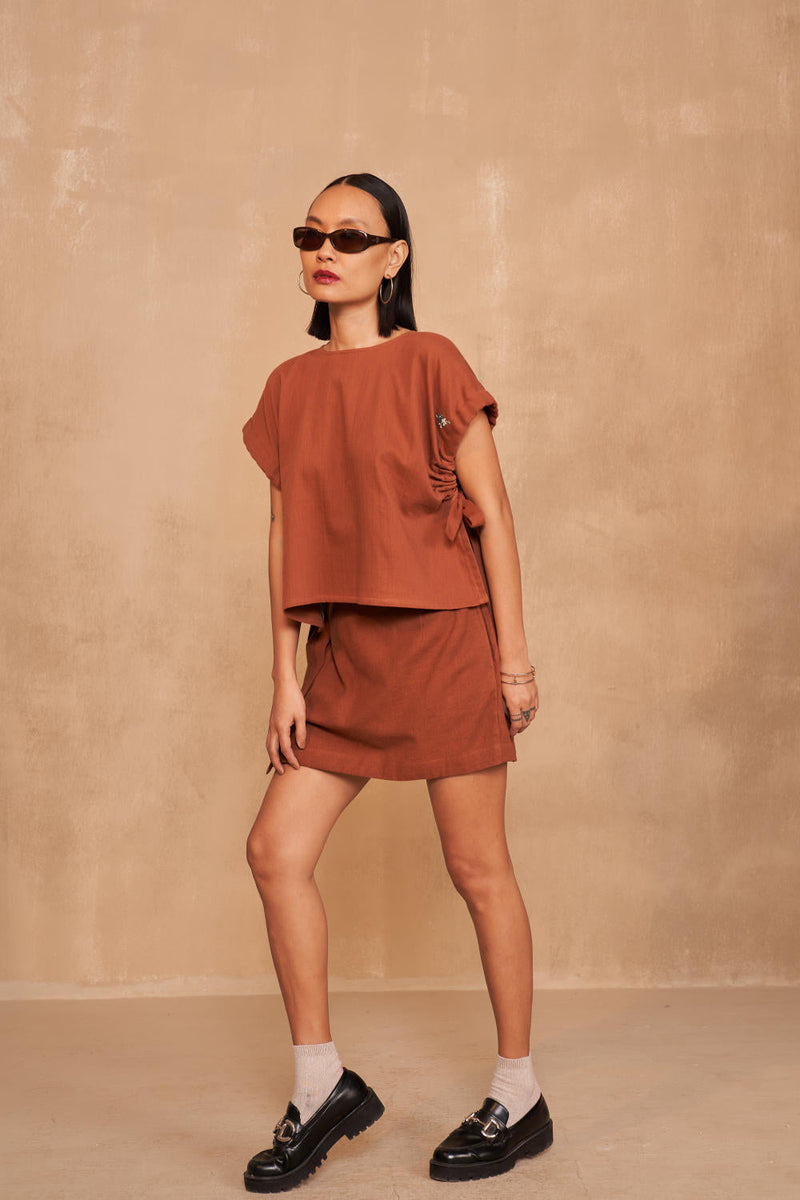 The Wildflower Bloom Organic Cotton Top by SUI in brown color for women Worldwide