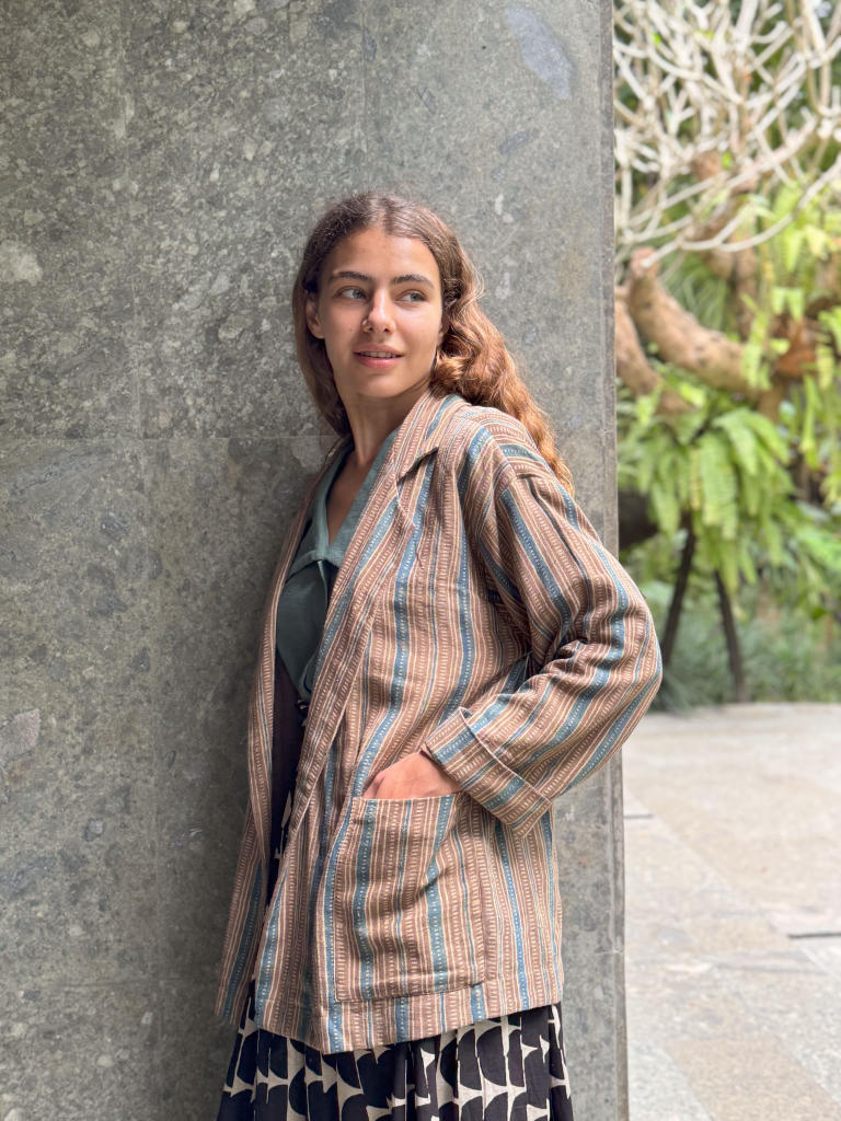 The Amri Jacket cotton by World of Crow in brown color for women Worldwide