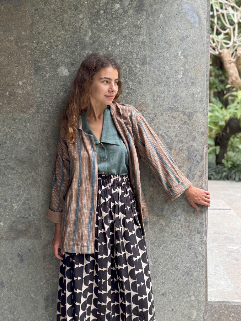 The Amri Jacket cotton by World of Crow in brown color for women Worldwide