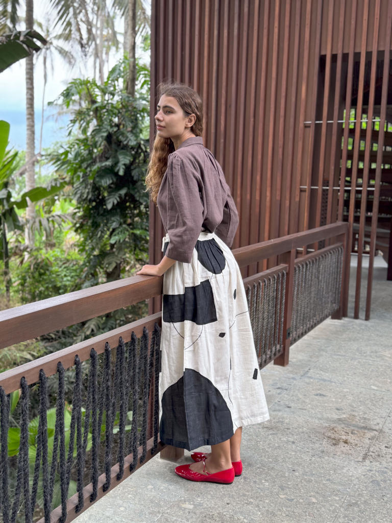 The Big Dot Skirt cotton by World of Crow in black color for women Worldwide