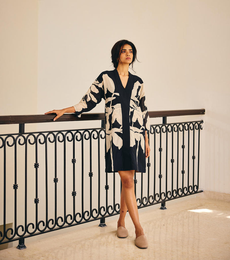 The Binary Dress cotton by Khara Kapas in black for women Worldwide