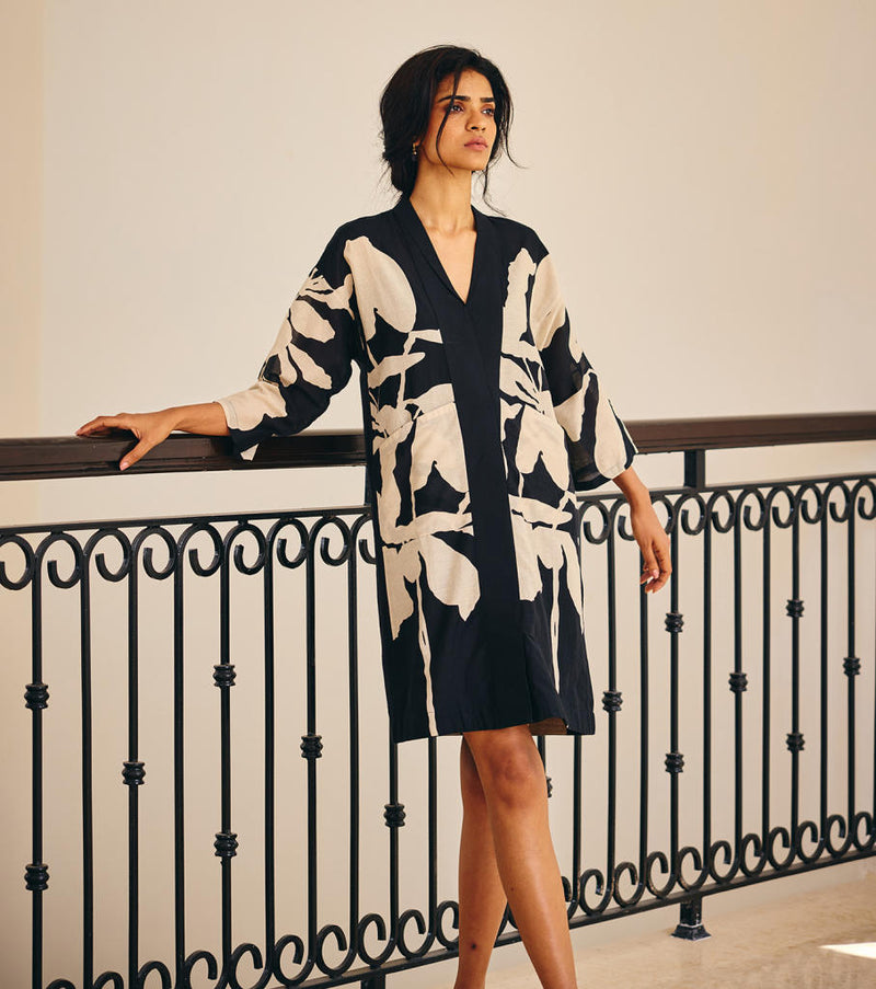 The Binary Dress cotton by Khara Kapas in black for women Worldwide