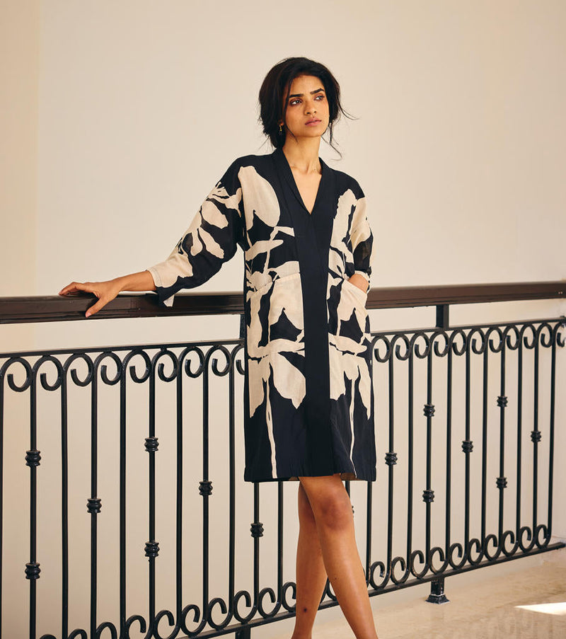 The Binary Dress cotton by Khara Kapas in black for women Worldwide