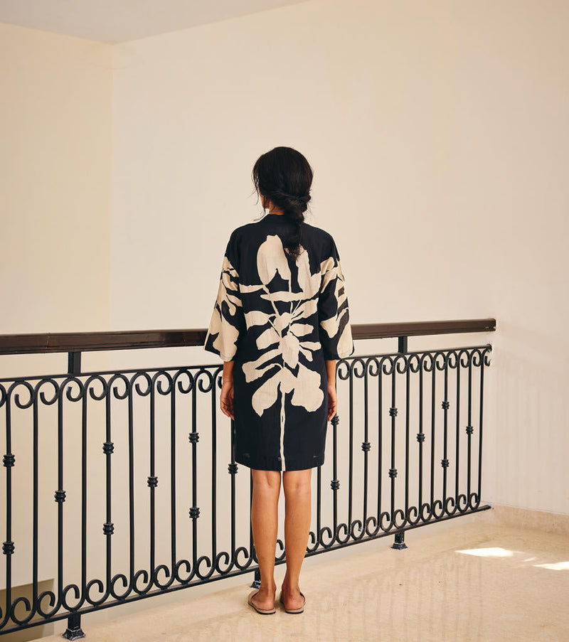 The Binary Dress cotton by Khara Kapas in black for women Worldwide