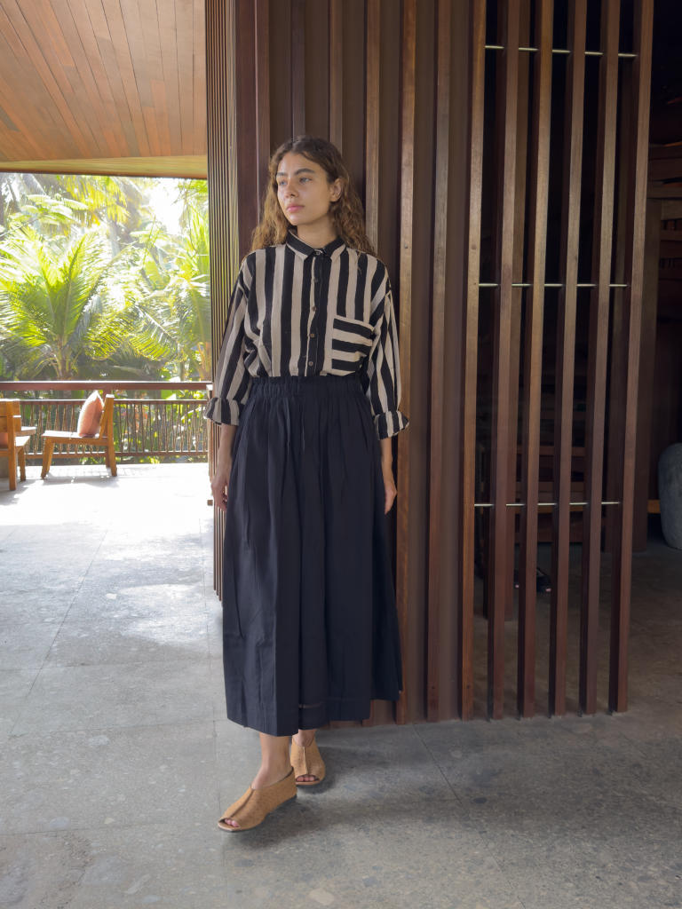 Classic Crow Skirt — Black cotton by World of Crow in black color for women Worldwide