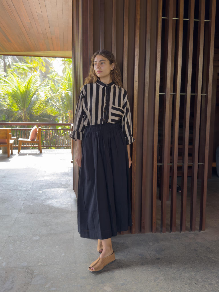 Classic Crow Skirt — Black cotton by World of Crow in black color for women Worldwide