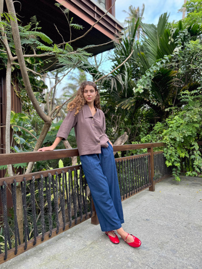 Mulholland Shirt — Brown cotton by World of Crow in brown color for women Worldwide