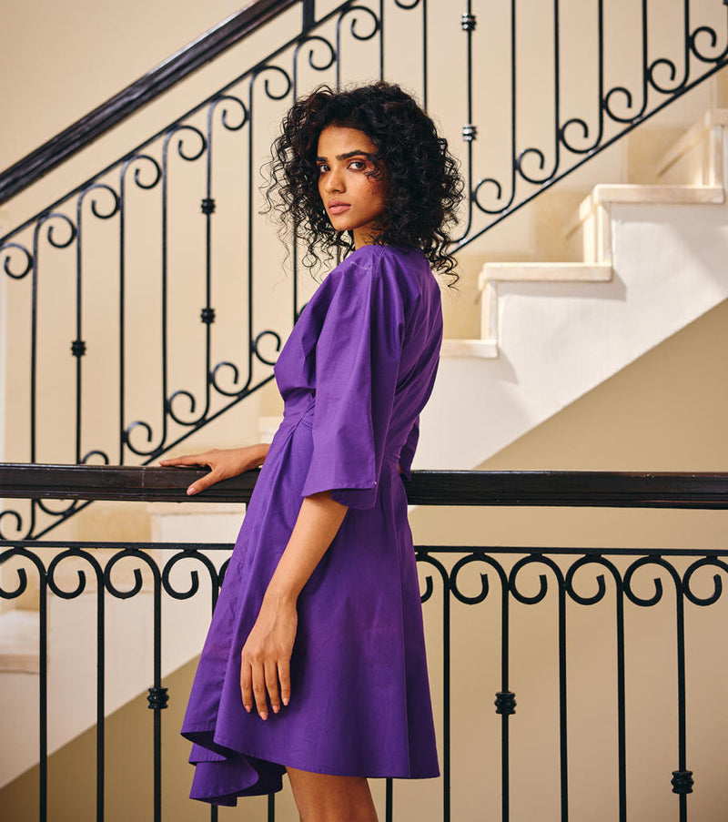 The Valiant Dress poplin by Khara Kapas in purple for women Worldwide