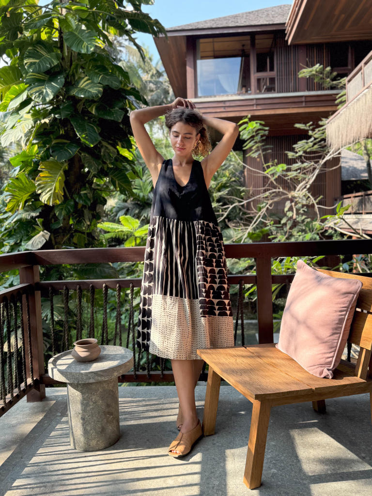The Erica Dress cotton by World of Crow in black color for women Worldwide