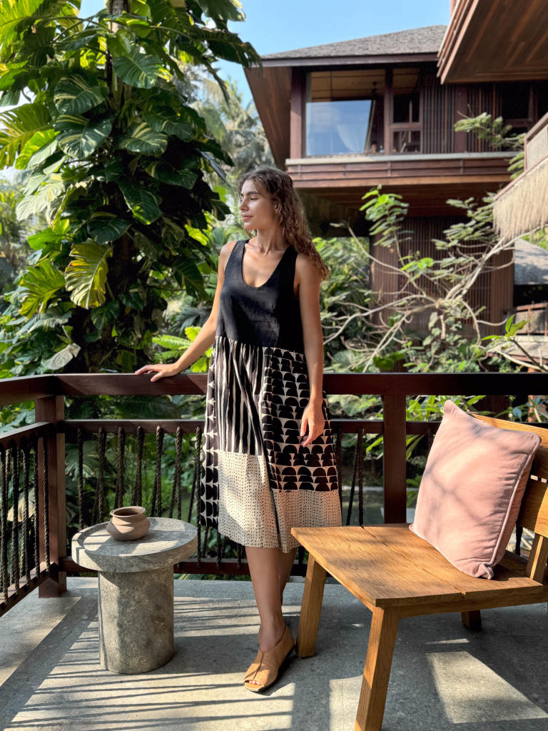 The Erica Dress cotton by World of Crow in black color for women Worldwide
