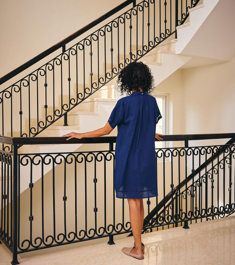 The Novelty Dress cotton by Khara Kapas in blue for women Worldwide