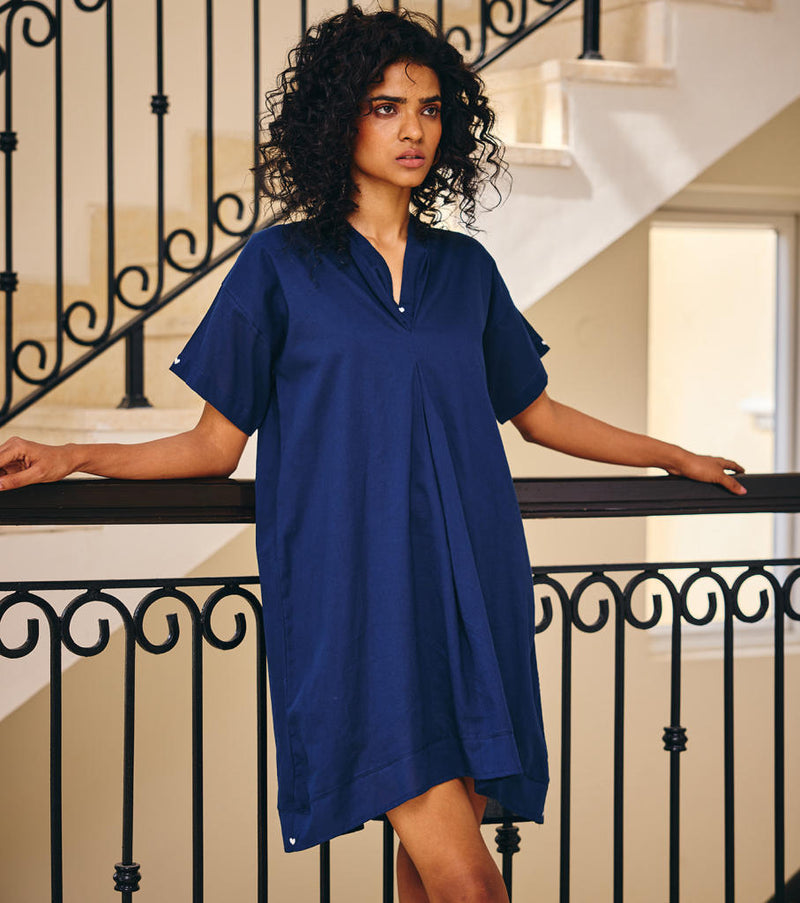 The Novelty Dress cotton by Khara Kapas in blue for women Worldwide