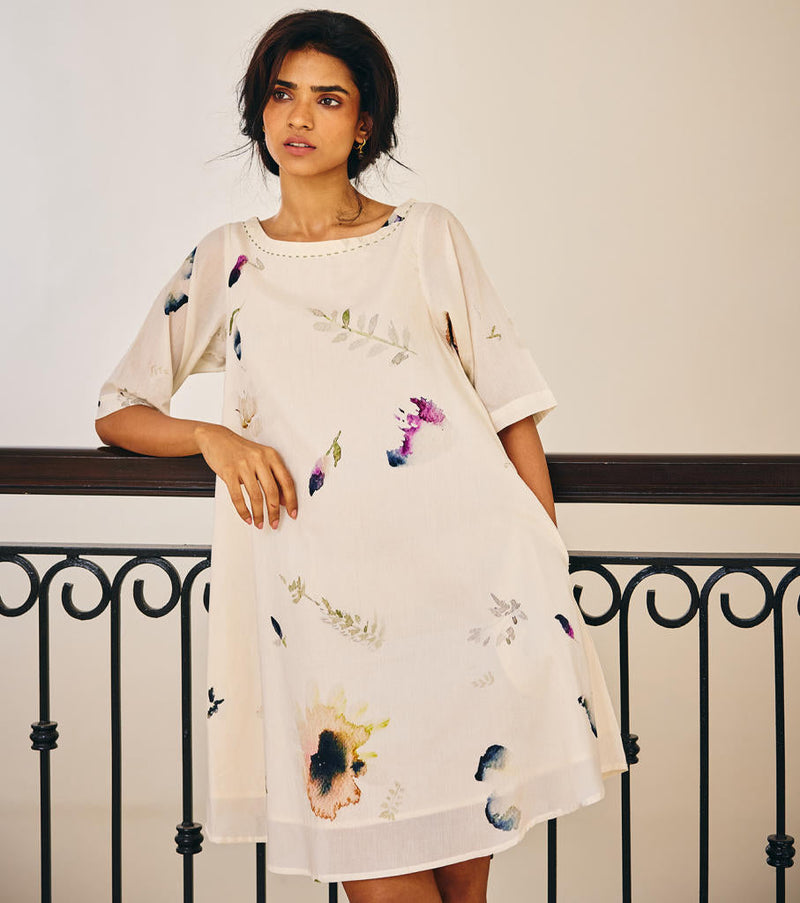 The Sanguine Dress cotton by Khara Kapas in white for women Worldwide