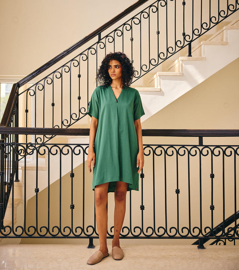 The Thrive Dress cotton by Khara Kapas in green for women Worldwide