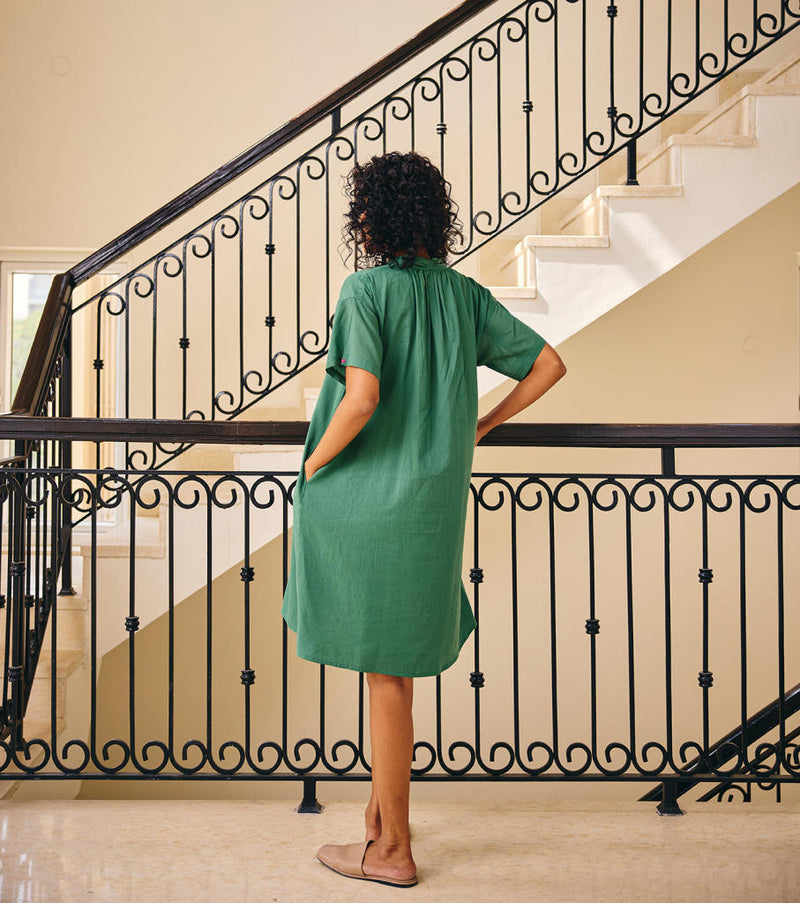The Thrive Dress cotton by Khara Kapas in green for women Worldwide