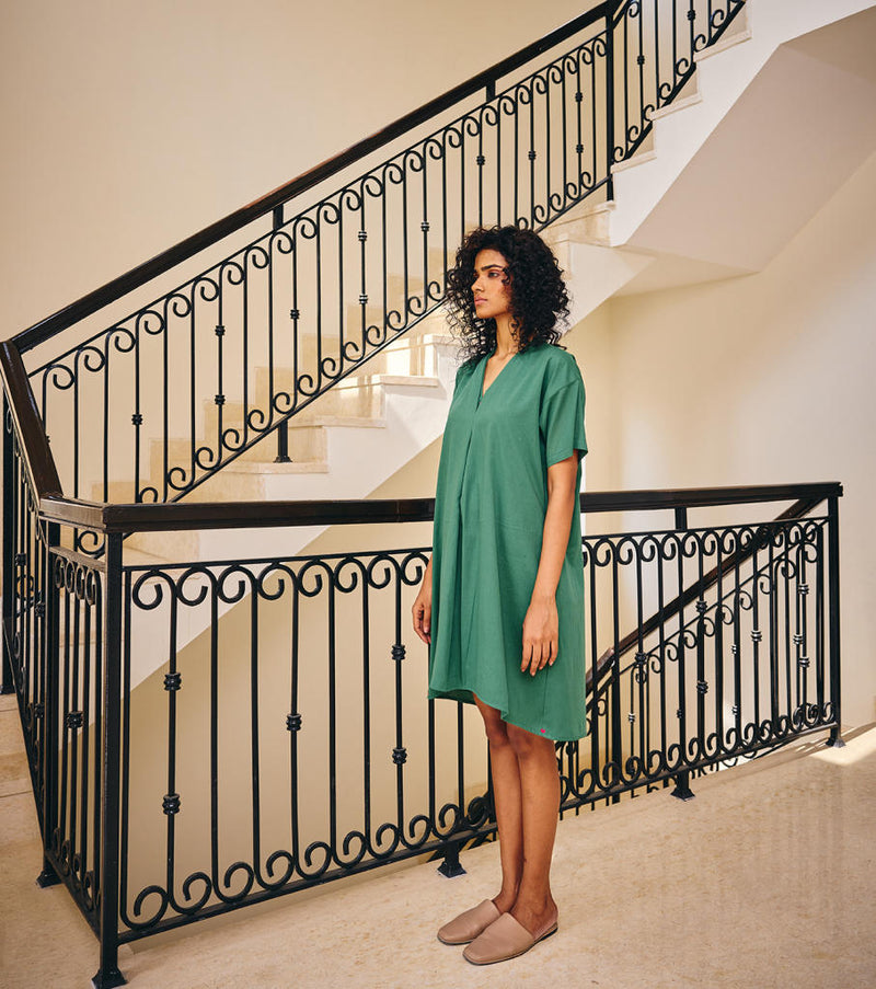 The Thrive Dress cotton by Khara Kapas in green for women Worldwide