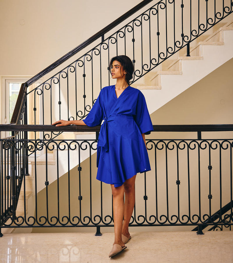 The Empathy Dress poplin by Khara Kapas in blue for women Worldwide