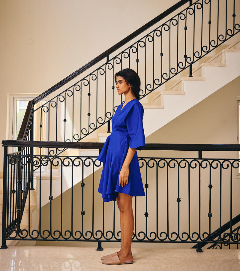 The Empathy Dress poplin by Khara Kapas in blue for women Worldwide
