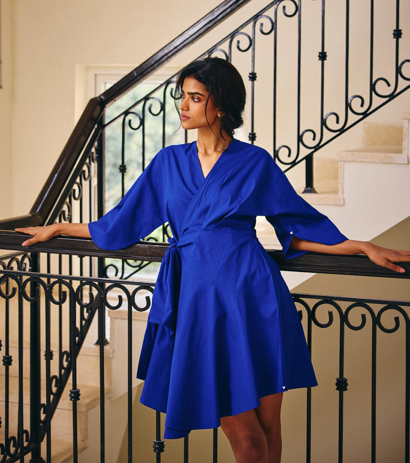 The Empathy Dress poplin by Khara Kapas in blue for women Worldwide