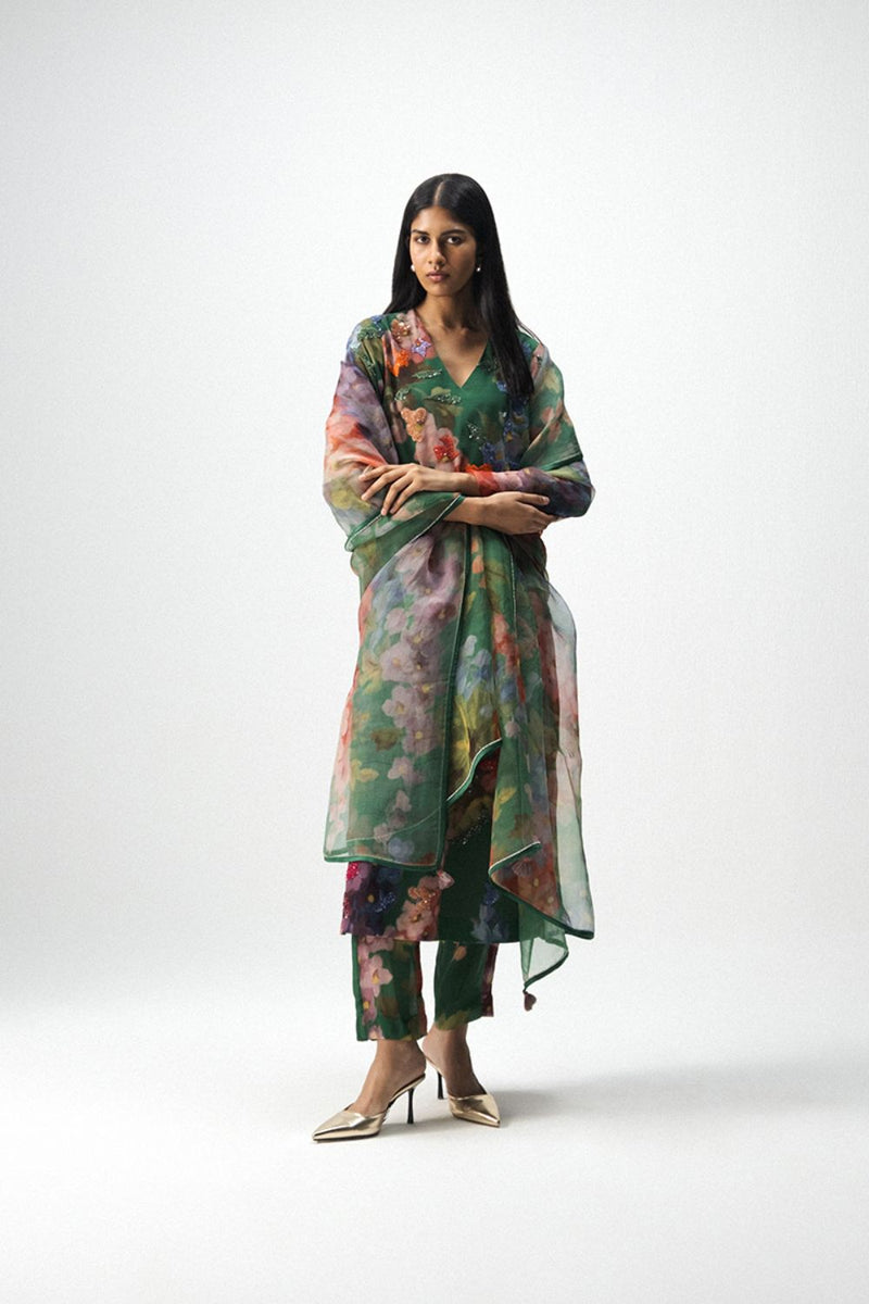 THEA EMBOROIDERED KURTA SET mul by Yam in multi color for women Worldwide